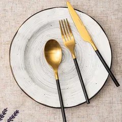 Вилка столовая «Дистрикт Блэк Голд Мэтт» сталь нерж. ,L=200,B=26мм золотой,черный, изображение 4