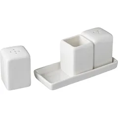 Набор для специй «Кунстверк» 3 предмета на подставке фарфор ,H=60,L=130,B=55мм белый, изображение 4