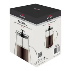 Френч-пресс «Флорал» с двойными стенками стекло борос.,сталь нерж. 0,6л D=12,5,H=18,B=14,5см прозр.,, изображение 3