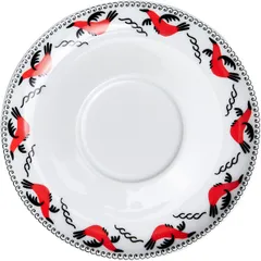 Saucer “Mezen” Prince Geese  porcelain  D=145, H=18mm  white, red