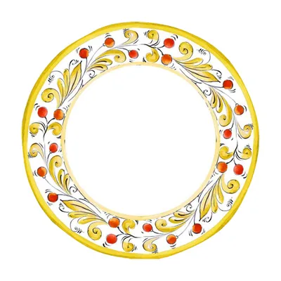 Тарелка «Тэзис» фарфор D=24см белый,желт.