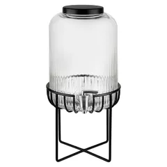 Dispenser for cold drinks “Urban”  glass, stainless steel  7 l  D=20, H=45 cm  transparent, black