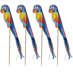 Украшения для коктейлей «Попугай» на шпажках[100шт] бумага,дерево ,L=18см разноцветн.