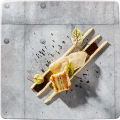 Тарелка «Конкрет» мелкая квадратная фарфор ,L=28,B=28см серый, изображение 3