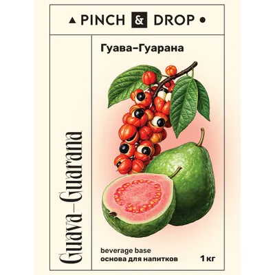 Основа для напитков «Гуава-Гуарана» концентрированная Pinch&Drop 1 кг (термоусадка) пластик D=8,H=26, изображение 4
