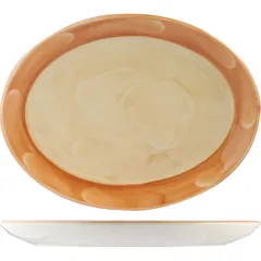 Dish “Paprika” oval  porcelain , H=20, L=280, B=215mm  orange, beige.