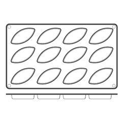 Форма кондитерская «Овал» 7.2*3см силикон ,H=15,L=295,B=175мм кирпичн.