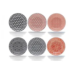 Тарелка набор[6шт] керамика D=17,8,H=40мм разноцветн.