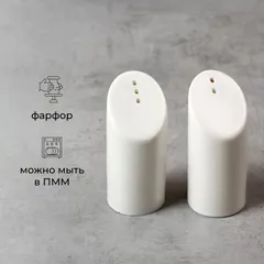 Набор для специй «Полар» солонка, перечница фарфор D=38,H=80мм белый, изображение 2