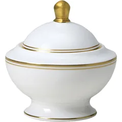 Сахарница «Беништ Голд» с крышкой кост.фарф. 250мл ,H=11,5см белый,золотой