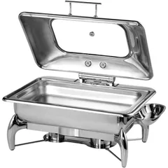 Мармит со стекляннной крышкой сталь нерж. 9л ,H=34,L=59,B=45см металлич.