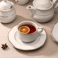 Блюдце «Афродита» фарфор D=16см белый,золотой, изображение 2