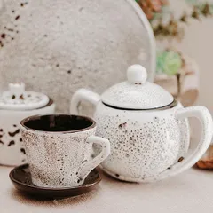 Чайная пара «Тирамису» керамика 200мл D=9см белый,коричнев., изображение 3