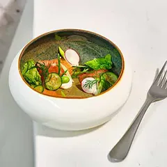 Салатник «Сплеш» фарфор D=160,H=65мм белый,коричнев., изображение 3