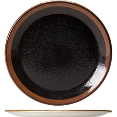 Plate “Koto” small  porcelain  D=300, H=18mm  black, brown.