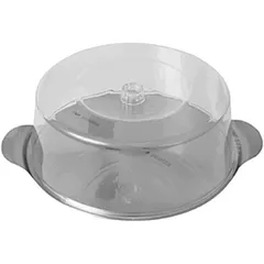 Cake pan with lid  steel, plastic  D=30, H=11cm  transparent, metallic.