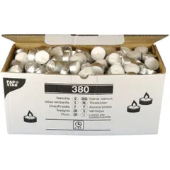 Candles “Tablets”  wax, aluminum  D=40, H=16, L=40mm  white, silver.