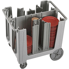 Trolley for plates D=117-330mm, 6 dividers polyethylene ,H=81,L=96,B=73cm gray