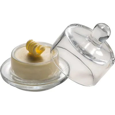 Масленка с крышкой стекло 60мл D=9,H=9см прозр.