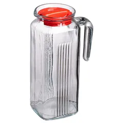 Кувшин «Фриго» с крышкой стекло 1л D=97,H=181,L=125мм прозр.,красный, изображение 4