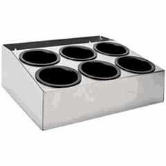 Container for seasonings 6 compartments  stainless steel, abs plastic  0.54 l , H=14.5, L=38, B=36 cm  silver, black