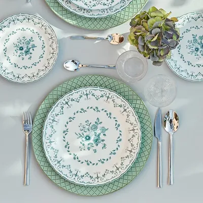 Набор посуды «Элоиз» тарелки d=27х22сх19 см[18шт] фарфор белый,голуб., изображение 4
