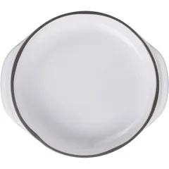 Блюдо для подачи «Карактэр» с ручками керамика 100мл D=14,H=3,L=16см белый,коричнев., изображение 3