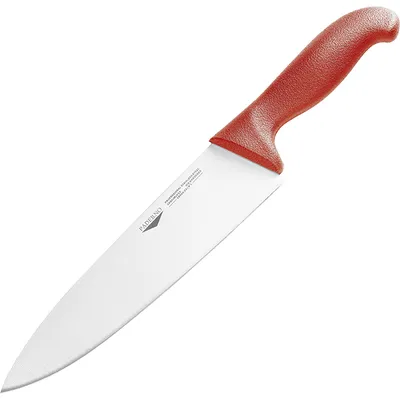 Нож поварской сталь,пластик ,L=30,B=3см красный,металлич.
