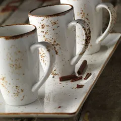 Блюдо «Крафт Вайт» прямоугольное фарфор ,H=15,L=370,B=160мм белый,коричнев., изображение 4