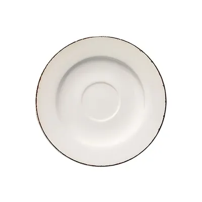 Блюдце «Ретро» для арт. 69666 фарфор D=16см белый,коричнев.