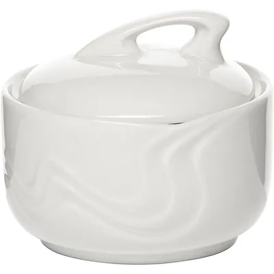 Сахарница «Мелодия» с крышкой фарфор 200мл D=87,H=75мм белый