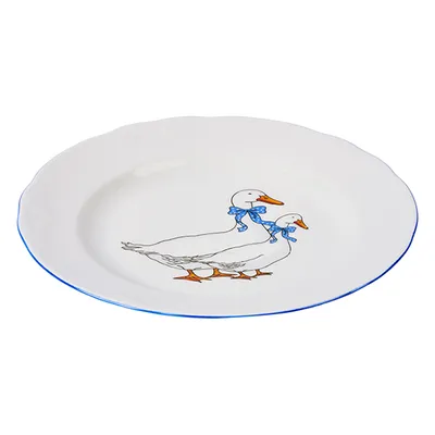 Тарелка «Надежда» Гуси мелкая фарфор D=24,H=3см белый,синий, изображение 2