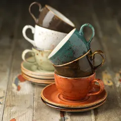 Чашка кофейная «Крафт Вайт» фарфор 85мл D=65,H=50,L=85мм белый,коричнев., изображение 2