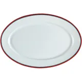 Блюдо «Мезень» Принц Крестики овальное фарфор ,H=28,L=310,B=210мм белый,красный