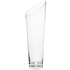 Vase for flowers, oblique cut  glass  D=12, H=40cm  clear.