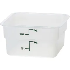 Container for products, graduated  plastic  1.9 l , H=10, L=18.5, B=18.5 cm  transparent.