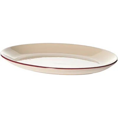 Блюдо «Кларет» овальное фарфор ,H=24,L=300,B=235мм бежев.,бордо, Длина (мм): 300, изображение 2