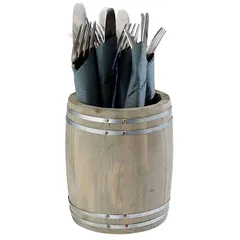 Подставка для столовых приборов «Бочка» дерево D=11,5,H=14см древесн., изображение 3