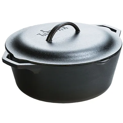 Кастрюля с крышкой чугун 6,6л D=31,H=18,L=40см черный