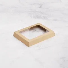 Крышка для бумажного контейнера OneClick 500 мл картон,полипроп. ,L=12,B=16см св.корич.,прозр., изображение 2