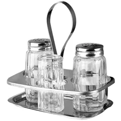 Set of spices salt, pepper, glass, stainless steel, glass, 50 ml , H=115, L=120, B=75mm  silver.