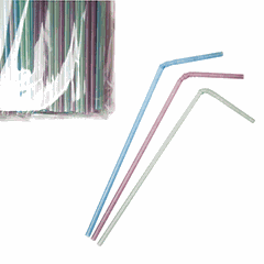Трубочки со сгибом флюарисцентные[1000шт] полипроп. D=5,L=240мм разноцветн.