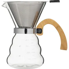 Funnel (pourover) with server  glass, stainless steel  400 ml  D=12, H=17.5 cm  clear.
