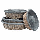 Корзина для расстойки теста круглая на 0,75кг лоза ивовая,ткань D=30,H=9см бежев.