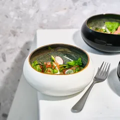 Салатник «Сплеш» керамика D=12,H=5см белый,коричнев., изображение 4