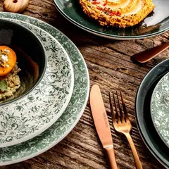 Тарелка «Инк» мелкая фарфор D=30,H=2см зелен.,белый, изображение 2