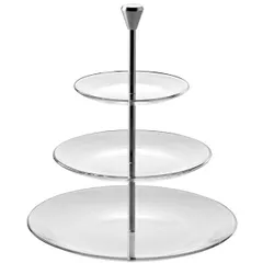 3-tier shelf for dessert “Full Moon” D=15/21/28 cm  aluminum, glass  H=33 cm  transparent, metal.