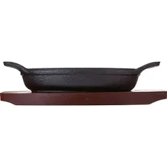 Сковорода для фахитос овальная на подставке «Эмбер Каст» чугун,дерево ,H=45,L=155,B=95мм, изображение 3