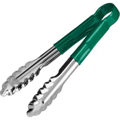 Tongs green handle “Prootel”  stainless steel, polyvinyl chloride , L=240/85, B=40mm  metallic, green.