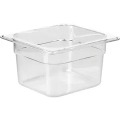 Gastronorm container (1/6)  polycarbonate  1.5 l , H=10, L=17.6, B=16.2 cm  transparent.